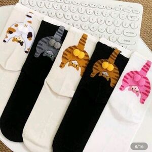 Nwt Furry Cat Balls Socks 3D 1 Pair